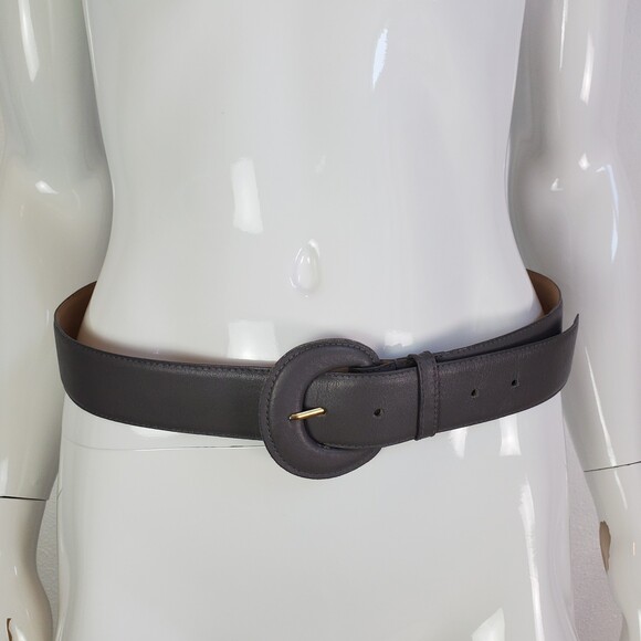 Vintage 80's Valerie Bared Gray Leather Belt - Picture 2 of 11